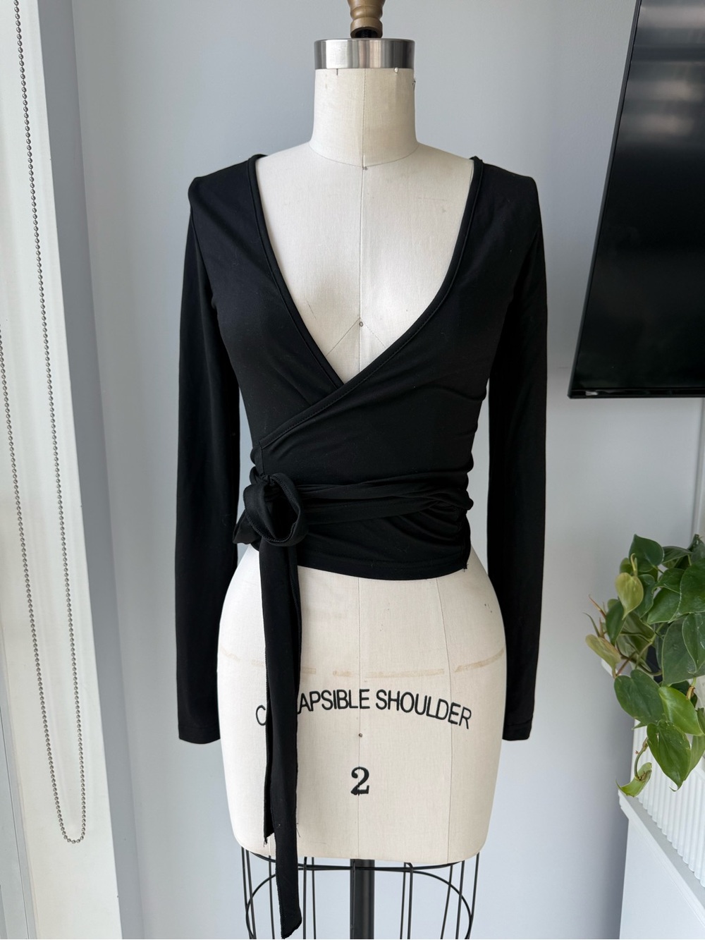 Wrap Tie-Front Long Sleeve Top